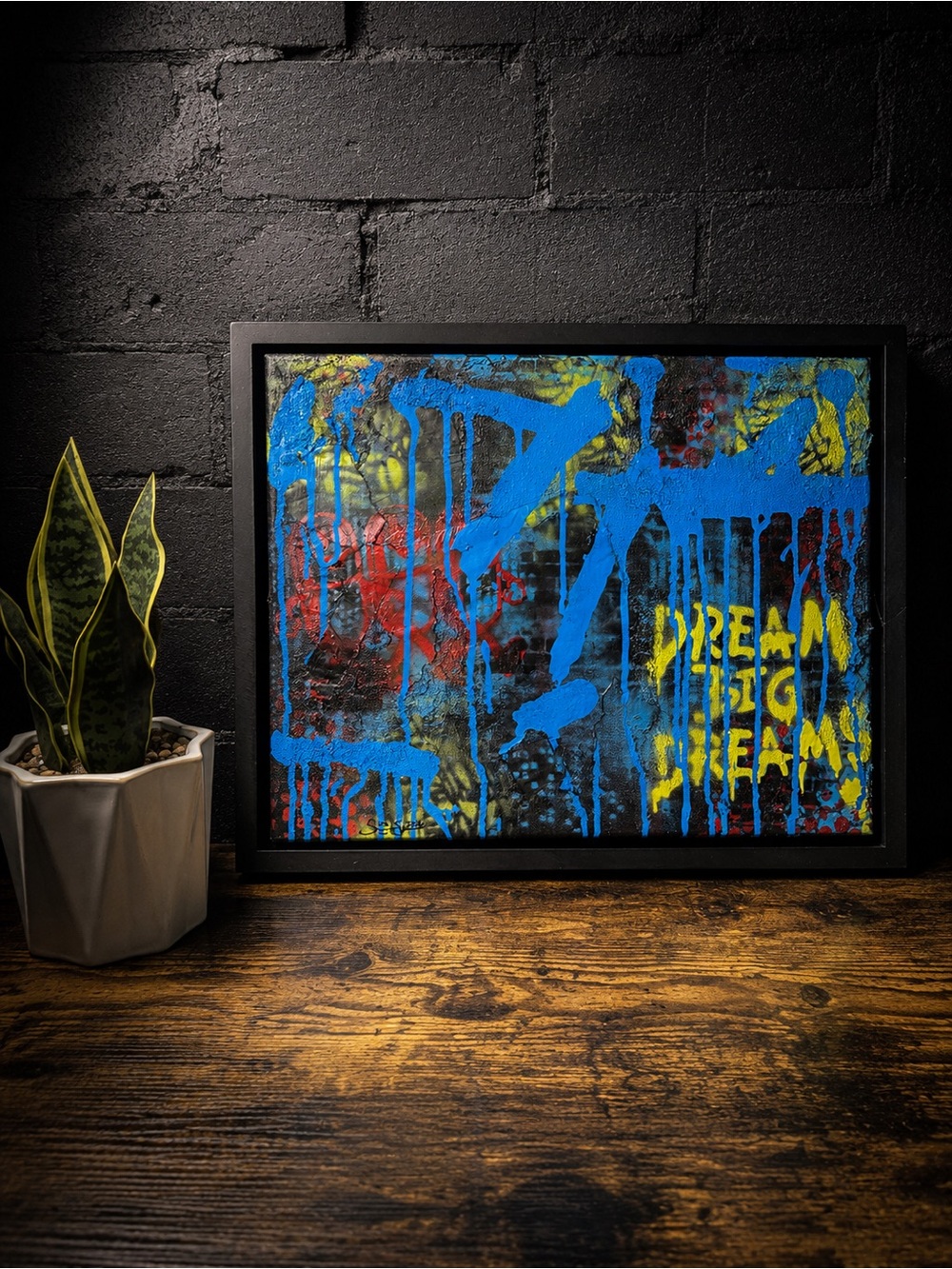 Original Graffiti Style Abstract Painting “Dreams” Framed Signed Art